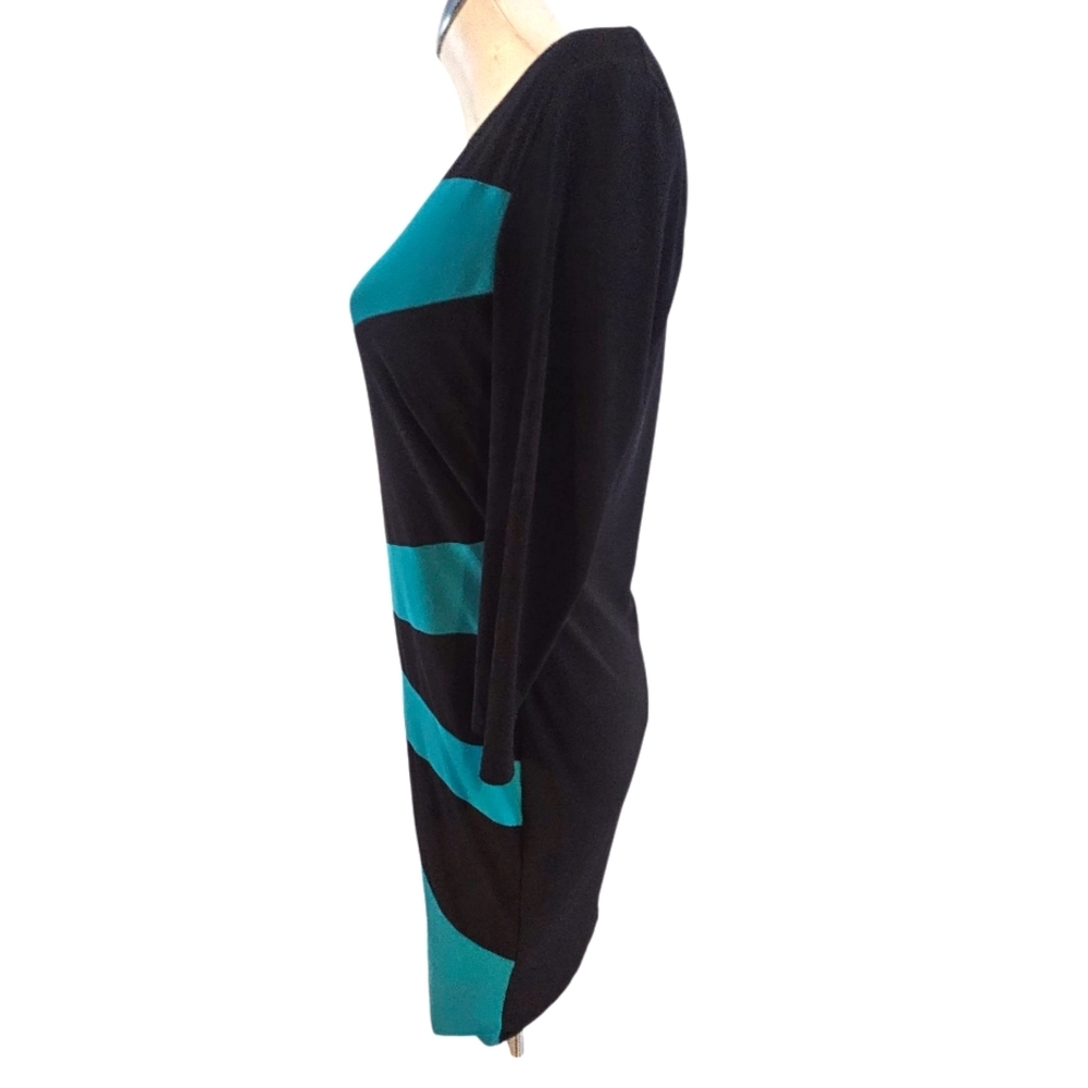 Frank Lyman Design Size 10  Black and Teal Long Sleeve Dress - Picture 2 of 6